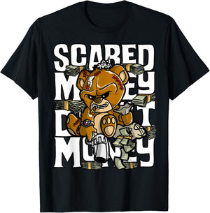 Hustle Graphic Scared Money Dont Make Money Gang Clothing T-Shirt - T-Shirt | Black