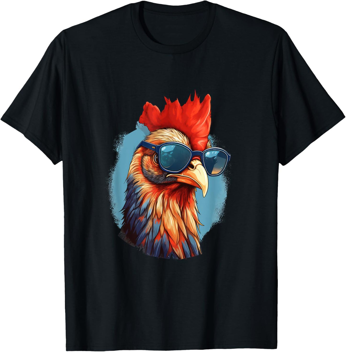 Vintage Rooster Chicken Sunglasses T-Shirt - T-Shirt | Black