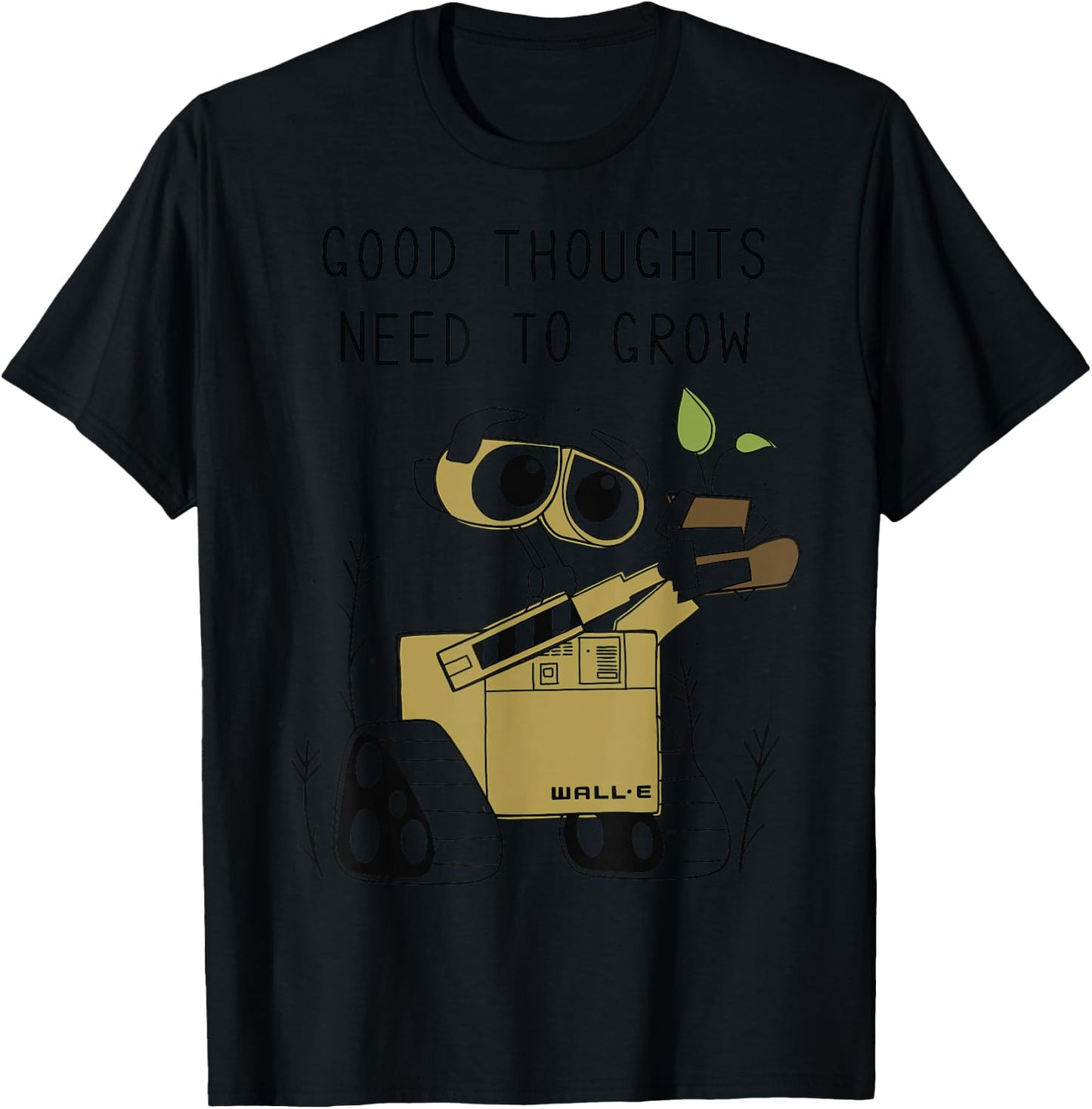 Disney Pixar Wall-E Good Thoughts Need to Grow Line Art T-Shirt - T-Shirt | Black