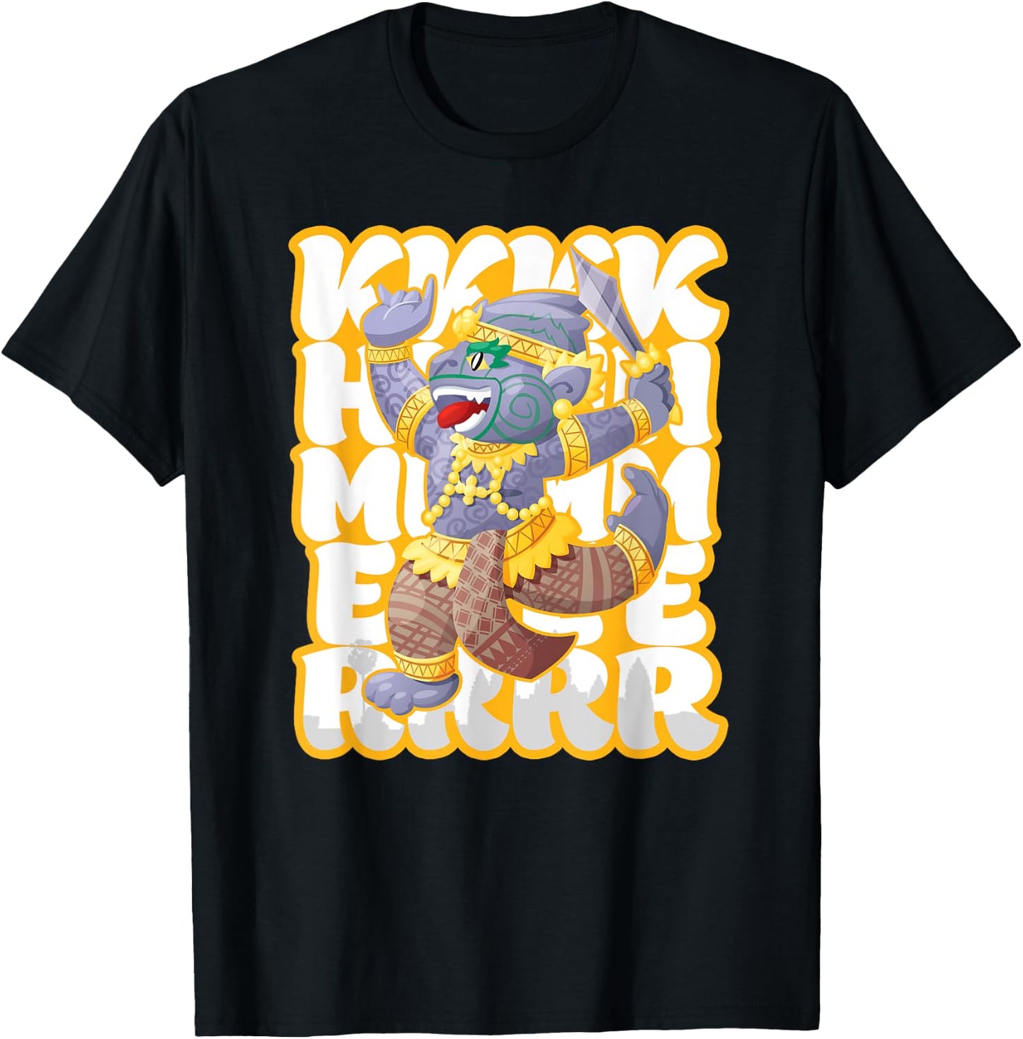 Cambodian Khmer Angkor Hanuman Monkey King Love T-Shirt - T-Shirt | Black