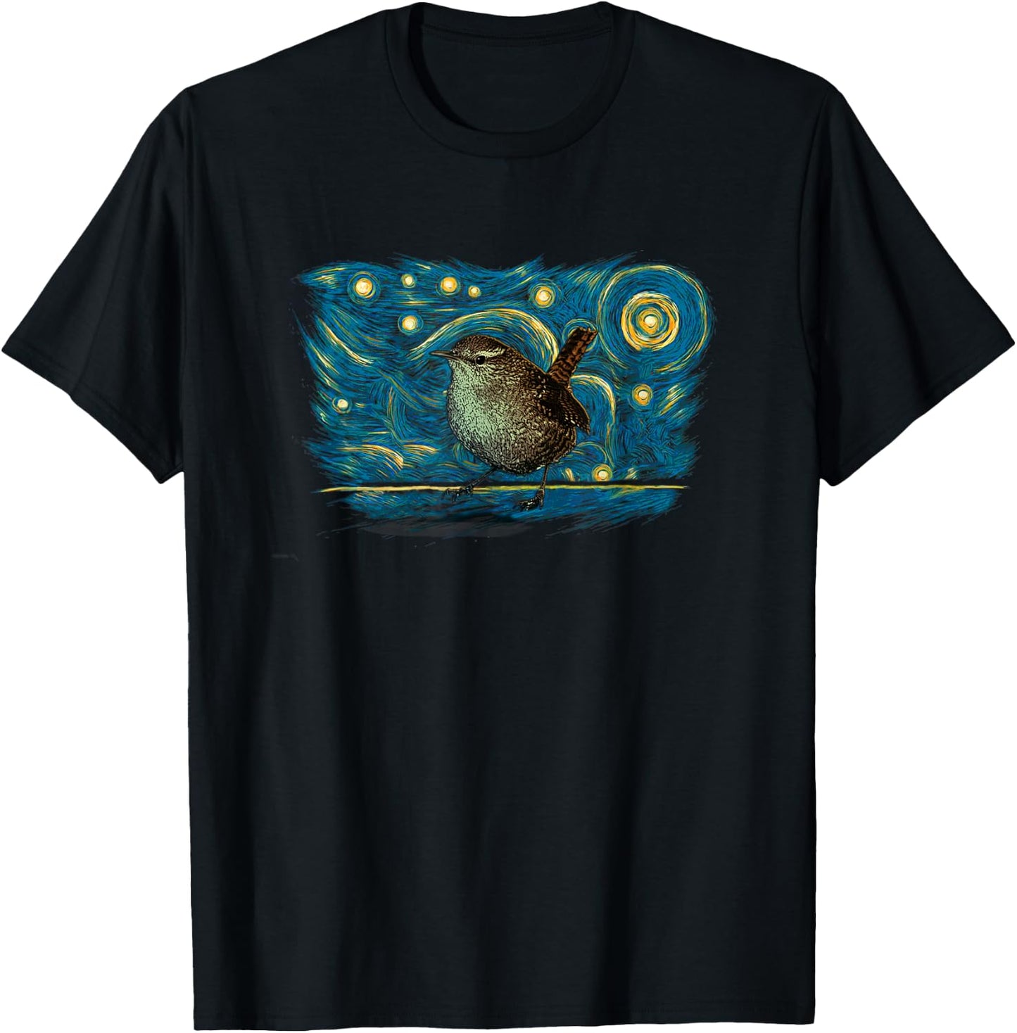 Retro Vintage Style Wren T-Shirt - T-Shirt | Black