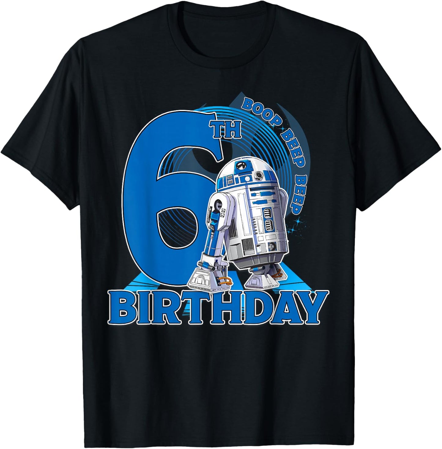 Star Wars R2-D2 Boop Beep Beep 6th Birthday T-Shirt - T-Shirt | Black
