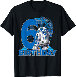 Star Wars R2-D2 Boop Beep Beep 6th Birthday T-Shirt - T-Shirt | Black