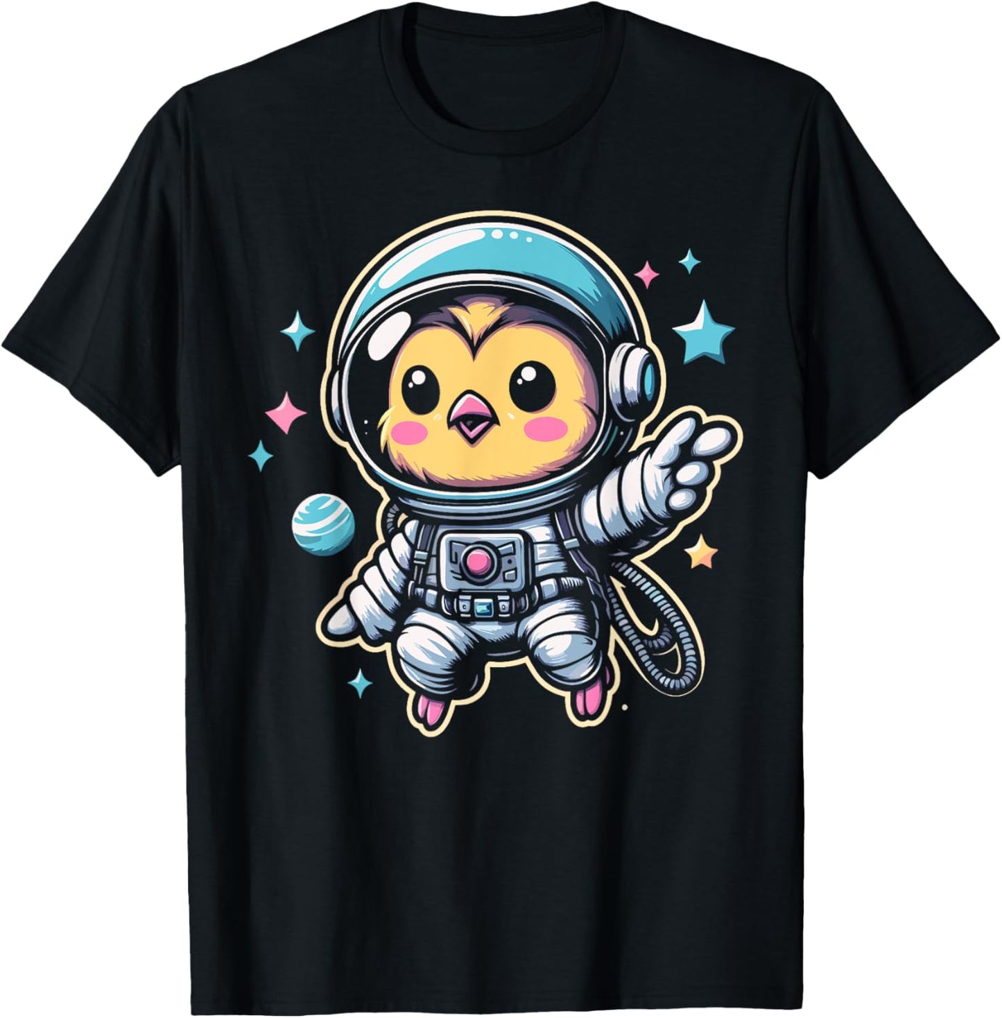 Chicken Astronaut Space Galaxy Farm Animal Poultry Lover T-Shirt - T-Shirt | Black