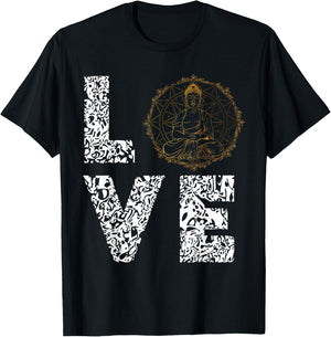 Buddha Love Buddhism Gautama Buddhist Festival Diwali Dhyana T-Shirt - T-Shirt | Black