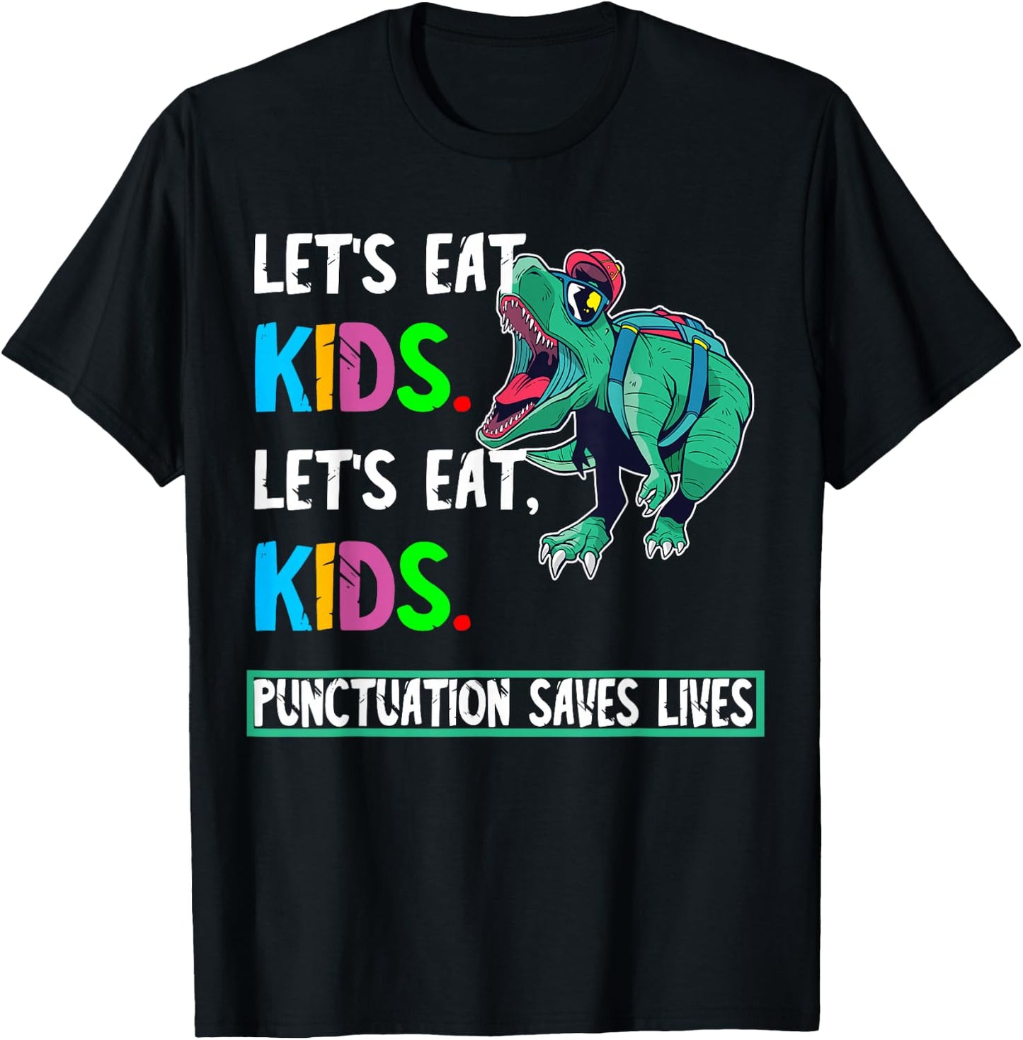 Grammar Dinosaur English Lessons Funny Student T-Shirt - T-Shirt | Black