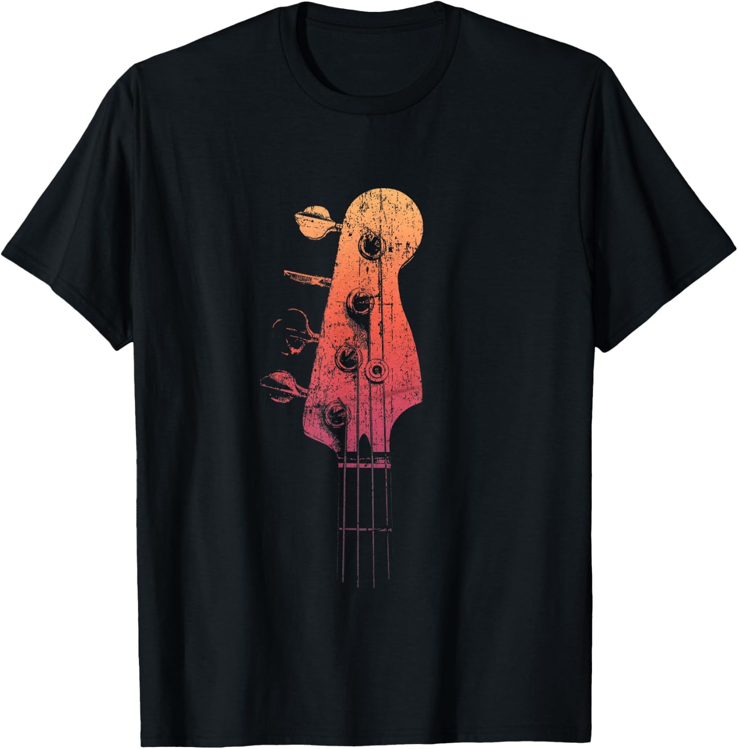 Bass Guitar Retro Headstock for Bassist and Bass Player T-Shirt - T-Shirt | Black