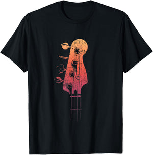 Bass Guitar Retro Headstock for Bassist and Bass Player T-Shirt - T-Shirt | Black
