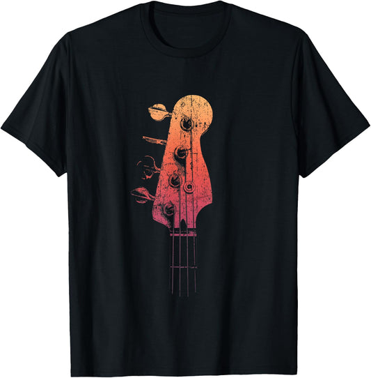 Bass Guitar Retro Headstock for Bassist and Bass Player T-Shirt - T-Shirt | Black