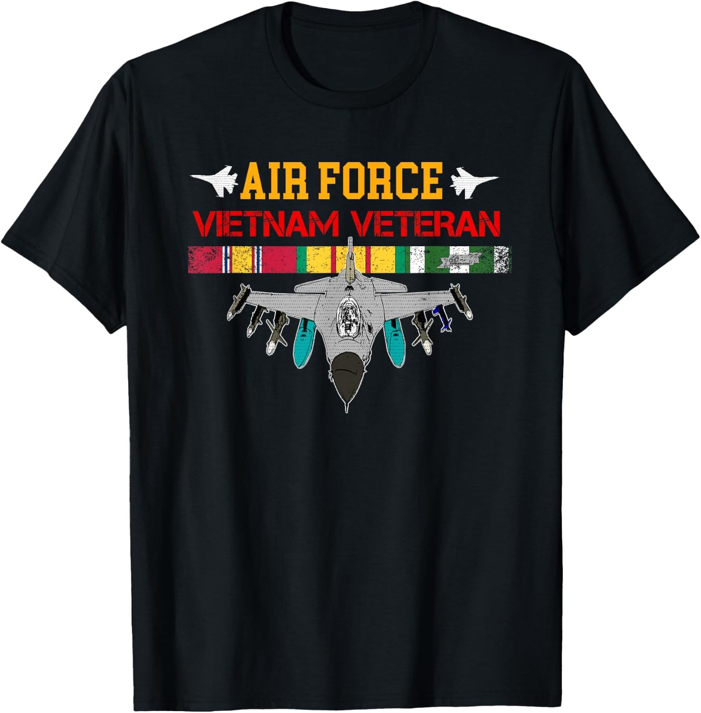 US Air Force Vietnam Veteran, USAF Veteran, USA Flag T-Shirt - T-Shirt | Black