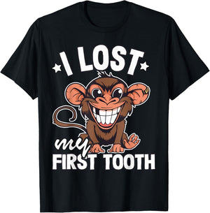 Tooth Fairy Teeth Out Monkey Funny I Lost My First Tooth T-Shirt - T-Shirt | Black