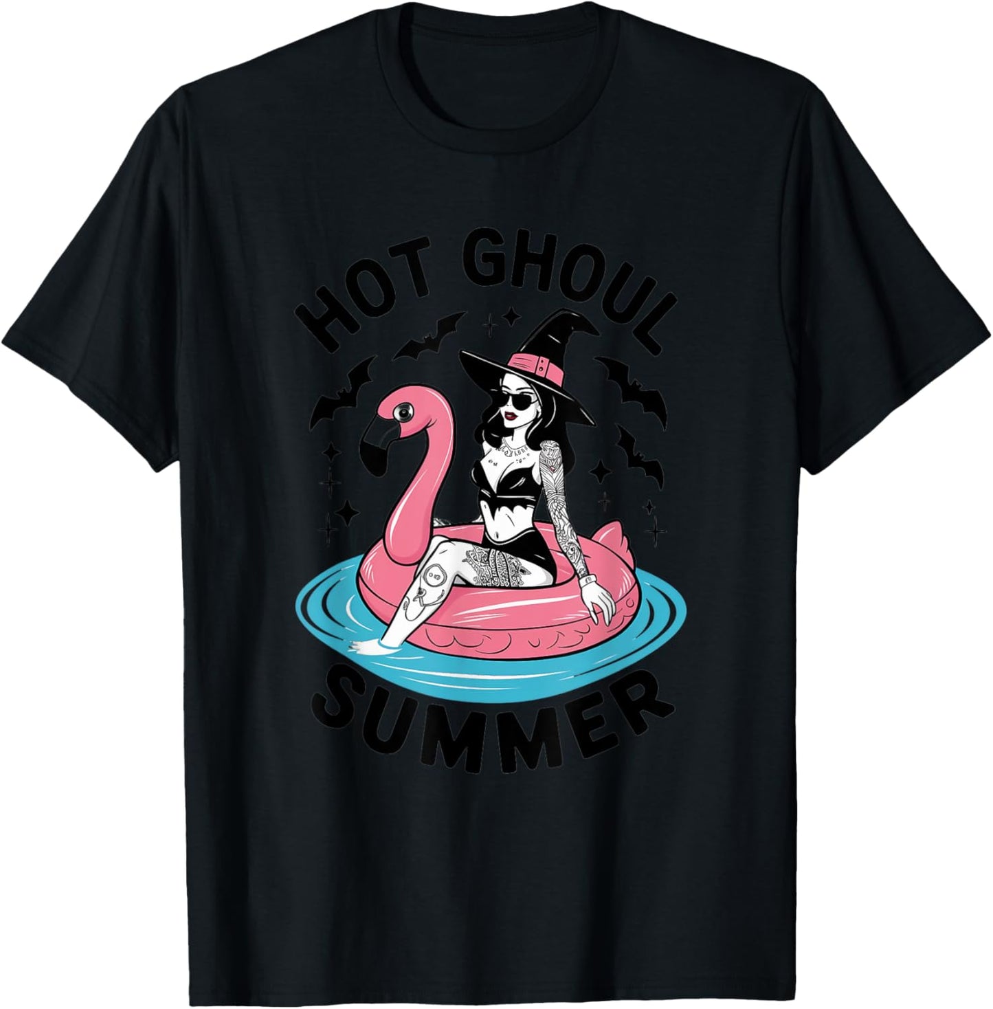Hot Ghoul Summer Funny Witch Gothic Spooky Retro Halloween T-Shirt - T-Shirt | Black