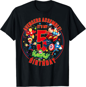 Marvel Avengers Assemble It's My 5th Birthday Small T-Shirt - T-Shirt | Black