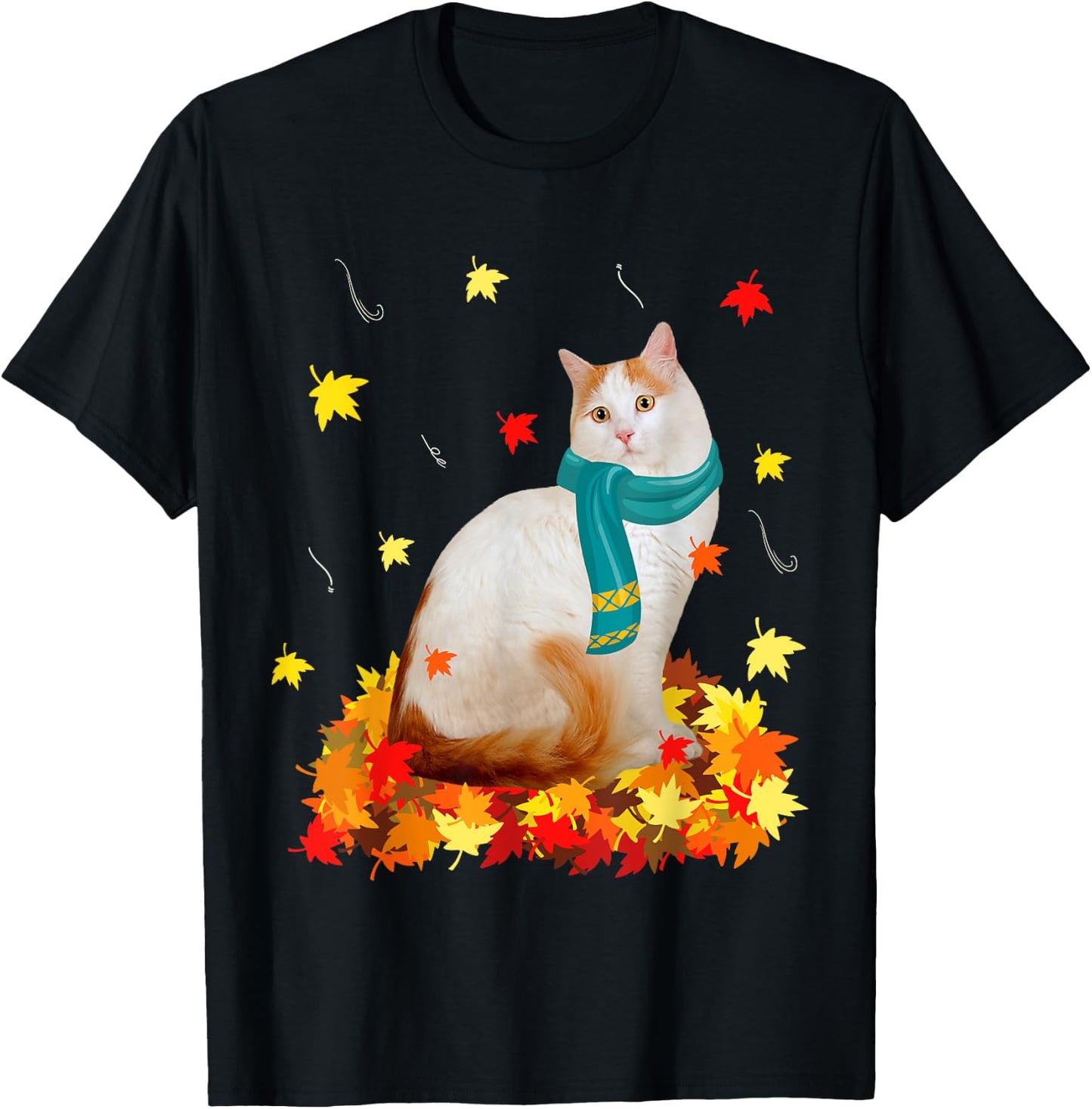 Fun Turkish Van Thanksgiving Autumn Cat Kitten Lover T-Shirt - T-Shirt | Black