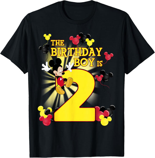 Disney Mickey and Friends Mickey 2nd Birthday Boy Small T-Shirt - T-Shirt | Black