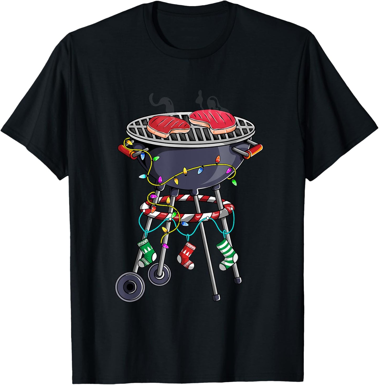 Christmas Grill Design For Holiday Themed Christmas BBQ T-Shirt - T-Shirt | Black