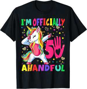 I'm Officially a Handful Birthday 5th Unicorn for girls boys T-Shirt - T-Shirt | Black