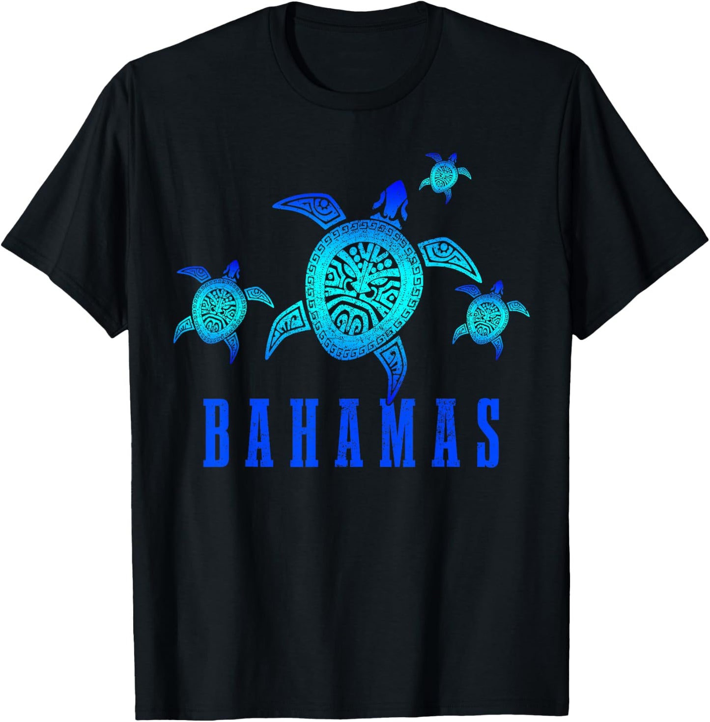 Bahamas Sea Turtle Tribal Pattern Scuba Diving Diver Bahamas T-Shirt - T-Shirt | Black