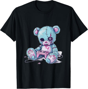 Goth Pastel Cute Creepy Kawaii Gamer Teddy Bear Gaming T-Shirt - T-Shirt | Black