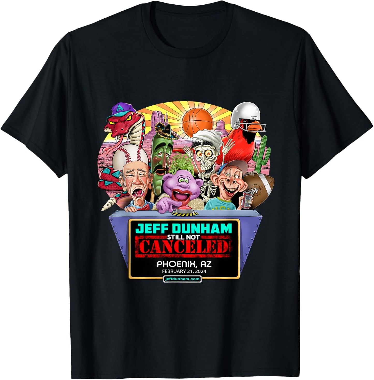 Jeff Dunham Phoenix, AZ (2024) T-Shirt - T-Shirt | Black