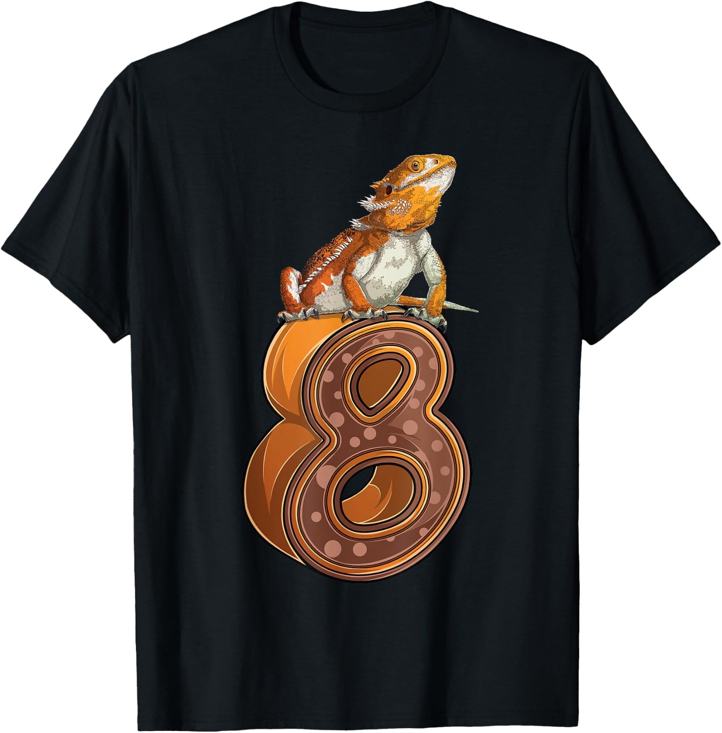 8 Year Old Bearded dragon Reptile 8th Birthday Party B-day T-Shirt - T-Shirt | Black