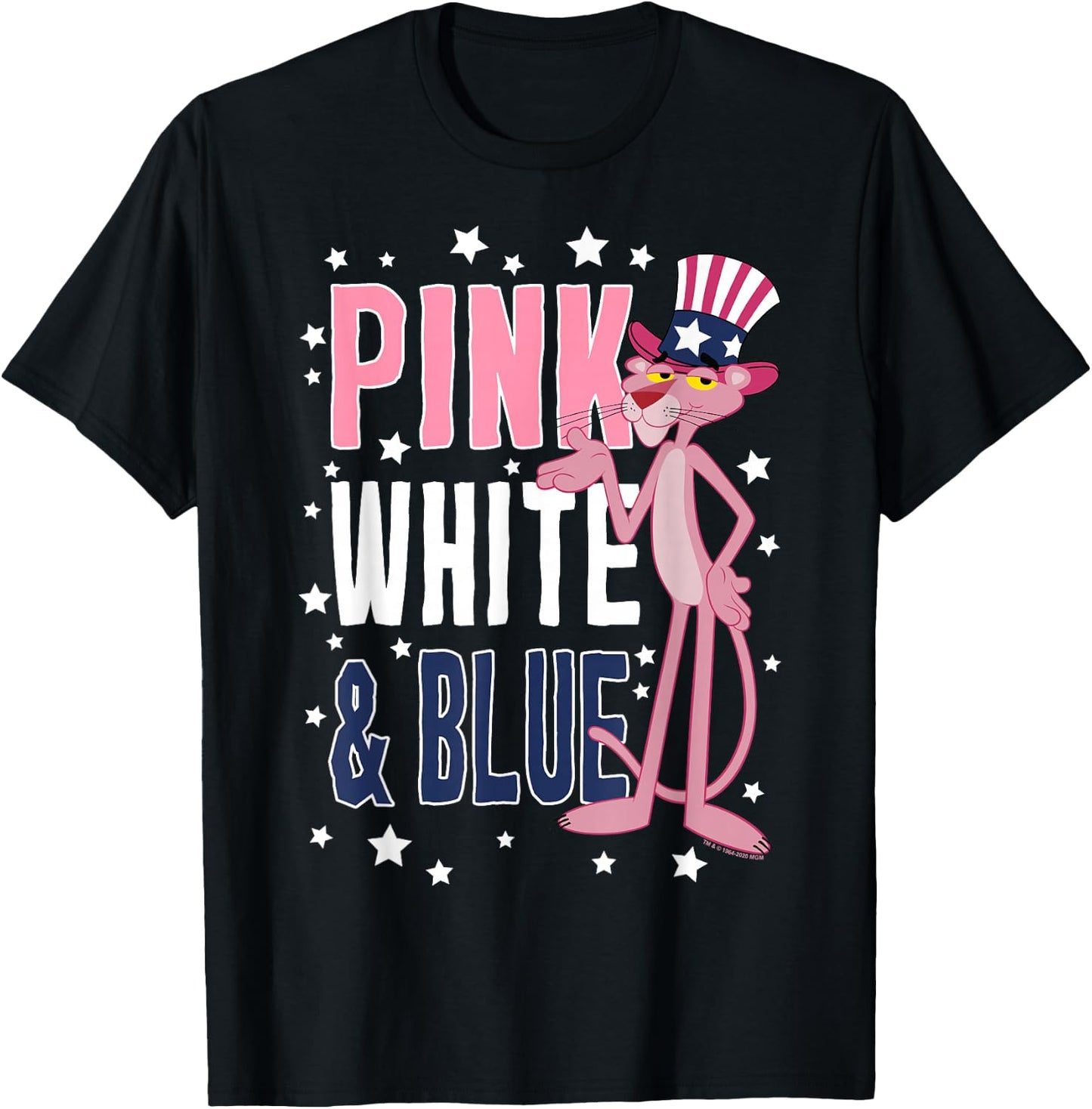 The Pink Panther Pink White & Blue T-Shirt - T-Shirt | Black