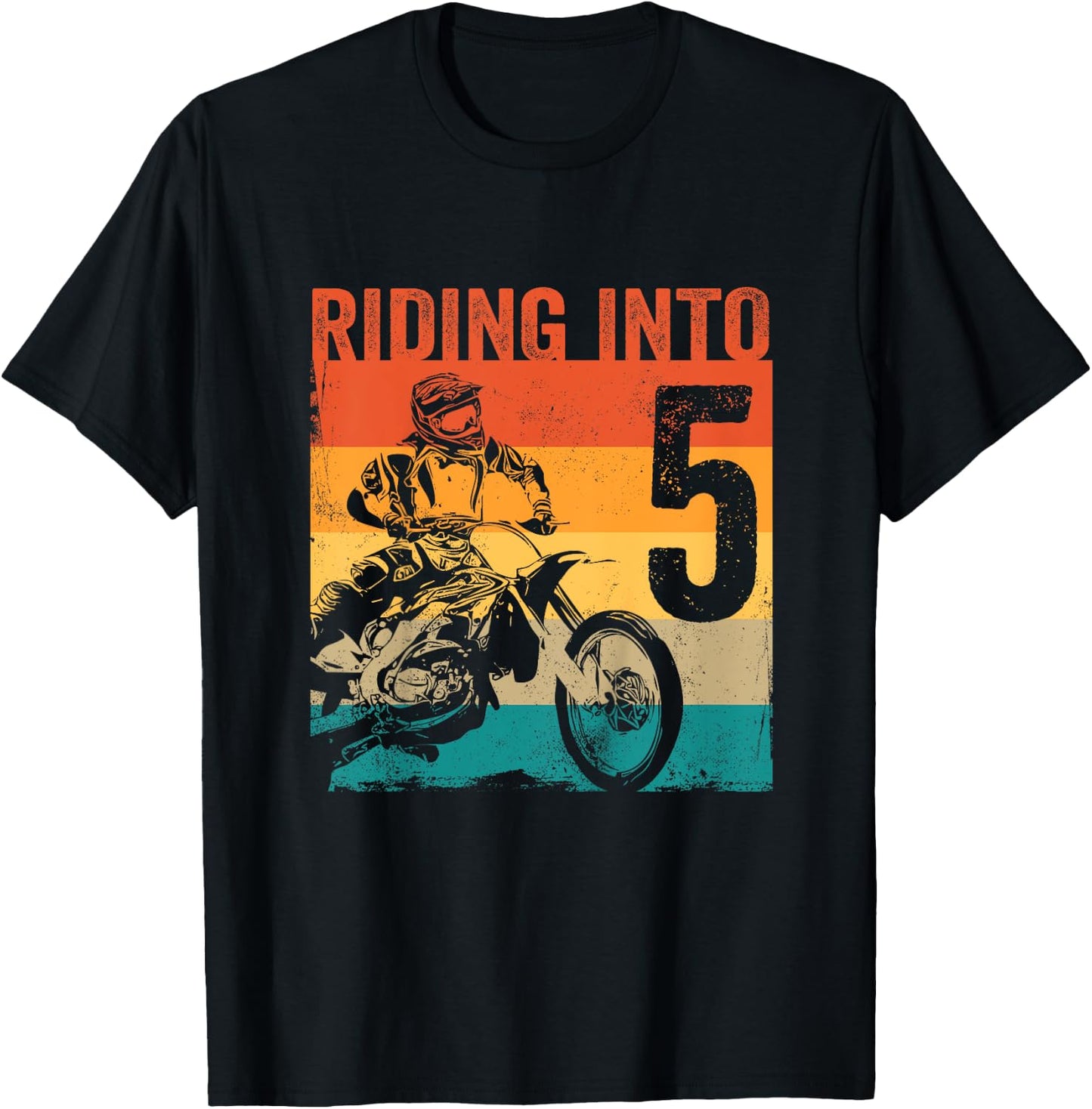 Kids Motocross 5 Years Old Dirt Bike 5th Birthday Party T-Shirt - T-Shirt | Black