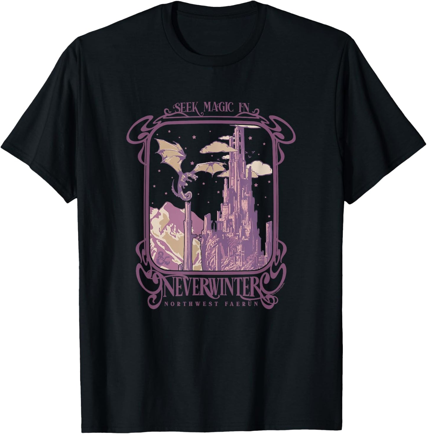 Dungeons & Dragons Seek Magic In Neverwinter Chest Poster T-Shirt - T-Shirt | Black