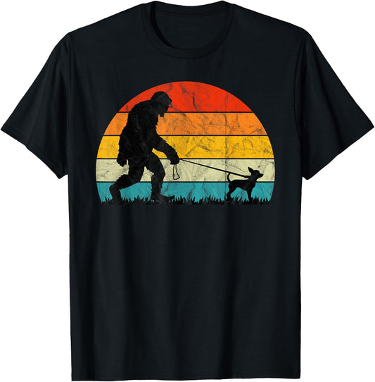 Bigfoot Walking Chihuahua Dog Training Puppies Mom Dad T-Shirt - T-Shirt | Black