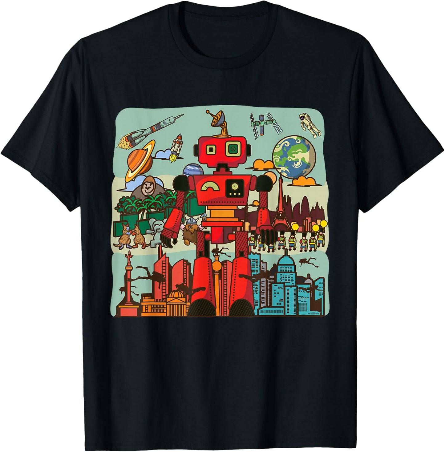 Retro Japanese Robotics Engineer Gift Funny Toy Robot T-Shirt - T-Shirt | Black