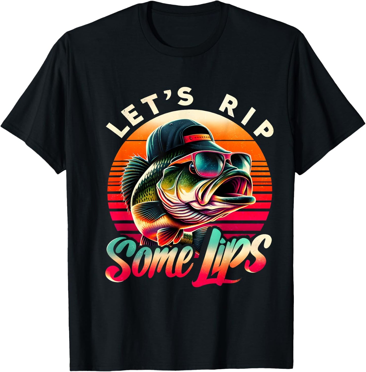 Let's Rip Some Lips Bass Fishing Funny Fishing Lovers Gifts T-Shirt - T-Shirt | Black