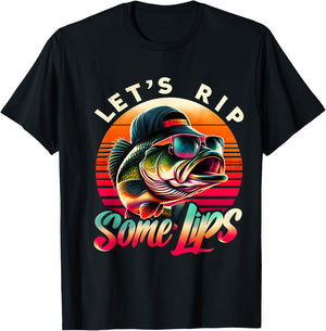 Let's Rip Some Lips Bass Fishing Funny Fishing Lovers Gifts T-Shirt - T-Shirt | Black