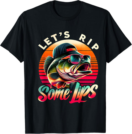 Let's Rip Some Lips Bass Fishing Funny Fishing Lovers Gifts T-Shirt - T-Shirt | Black