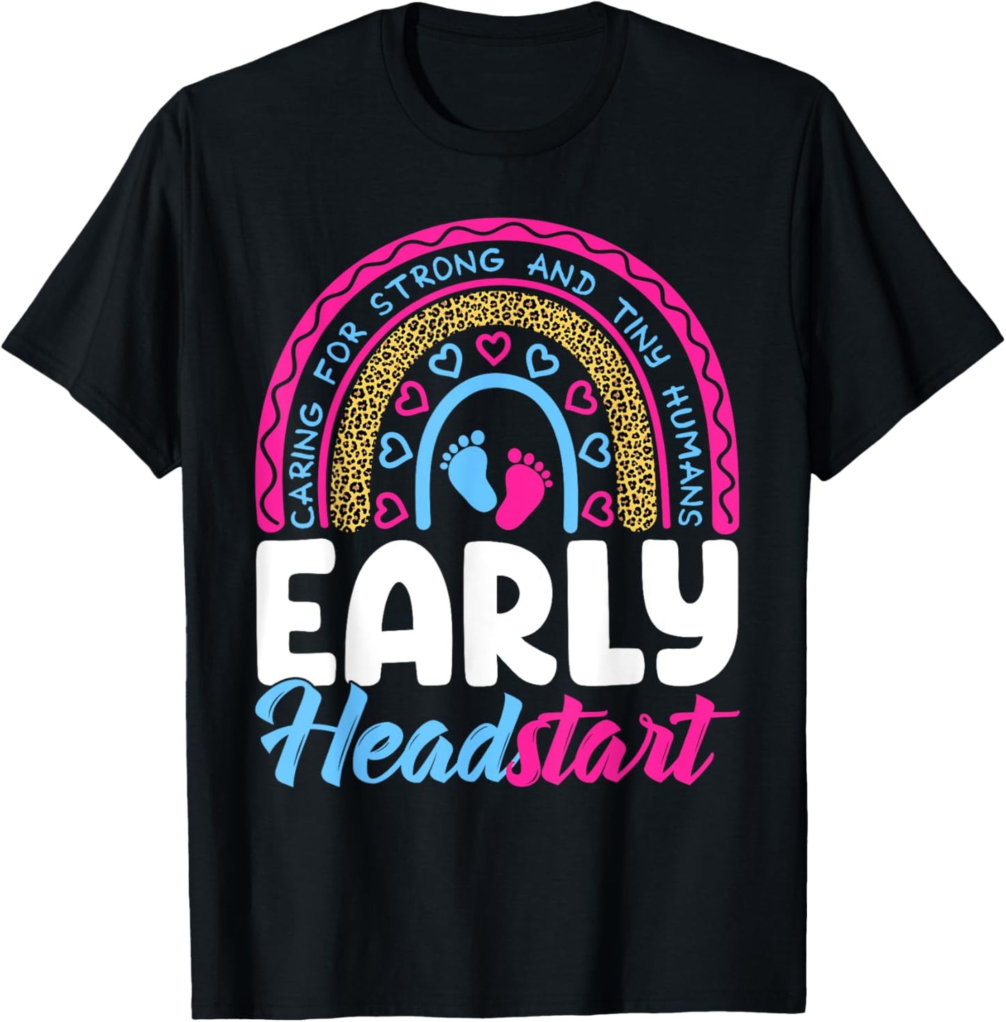 Early Headstart Teacher Head Start Leopard Back To School T-Shirt - T-Shirt | Black