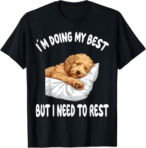 Goldendoodle Dog Pet Pajamas Nightgown Sleeping Napping Men Women Girls Kids T-Shirt - T-Shirt | Black
