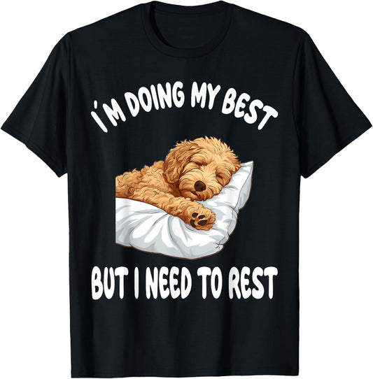 Goldendoodle Dog Pet Pajamas Nightgown Sleeping Napping Men Women Girls Kids T-Shirt - T-Shirt | Black