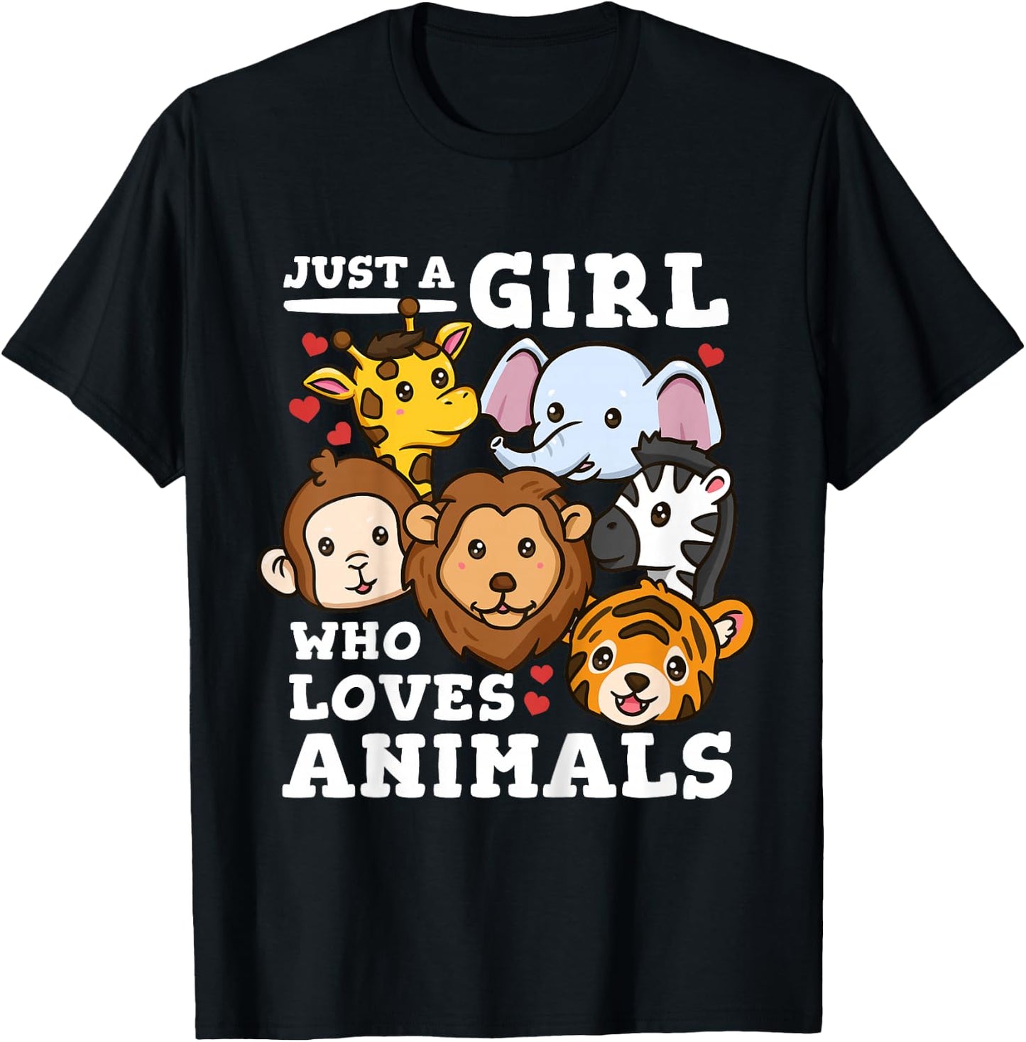 Kids Zoo Animals Elephant Giraffe T-Shirt - T-Shirt | Black