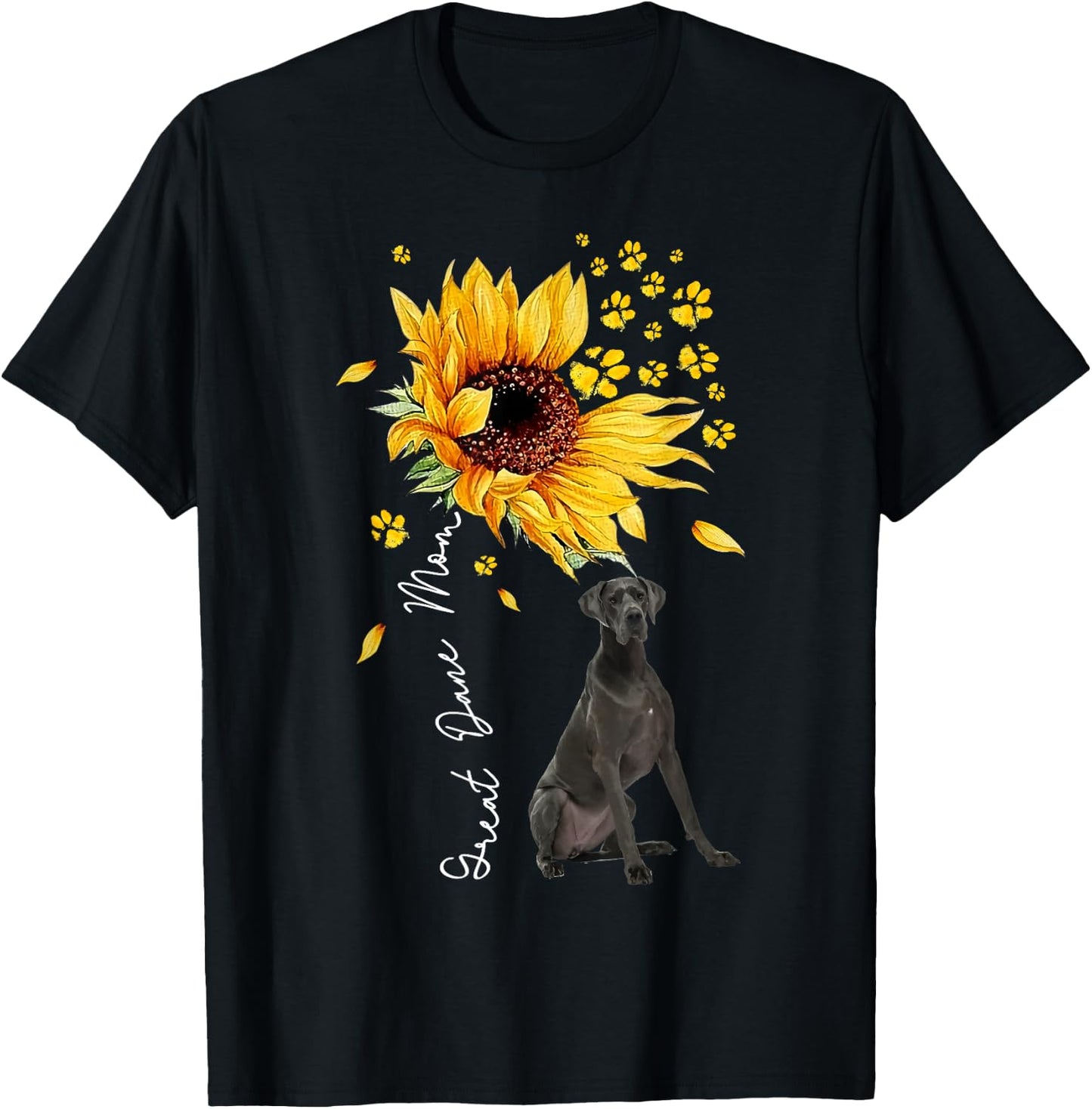 Sunflower Great Dane Mom Dog Lover Mother’s Day T-Shirt - T-Shirt | Black