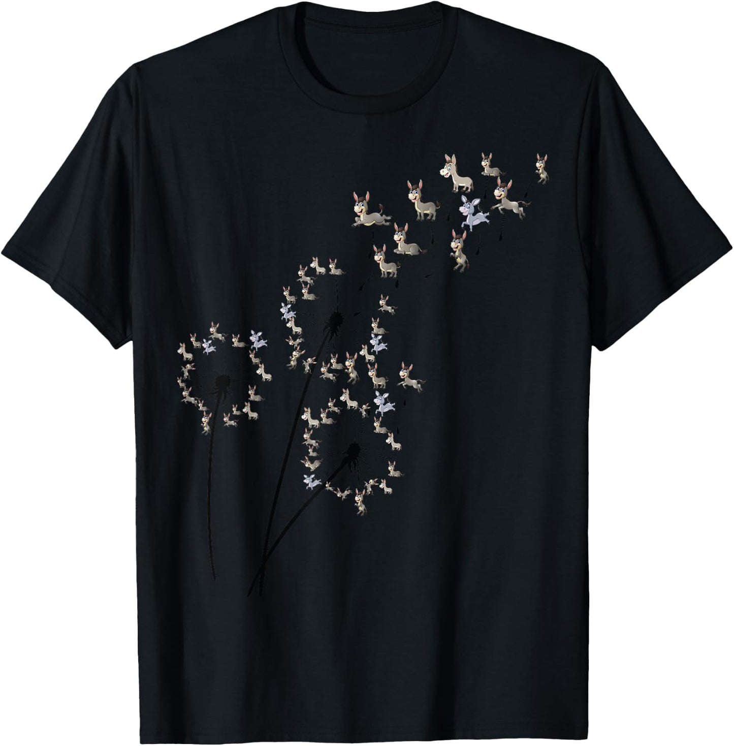 Dandelion Donkey Flower, Floral Donkey Tree Lover T-Shirt - T-Shirt | Black
