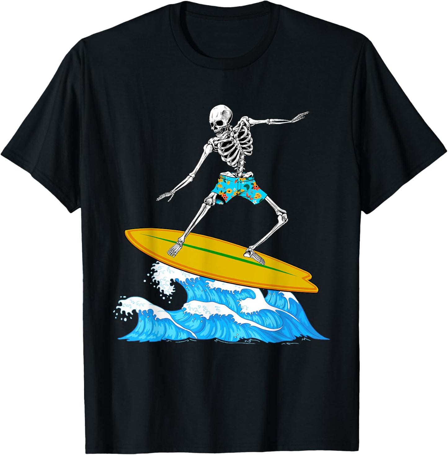 Cool Surfing Women Skeleton Surfer Surfboard Lovers T-Shirt - T-Shirt | Black