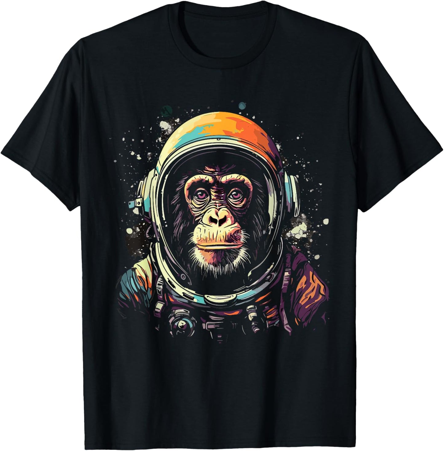 Astronaut Monkey Vintage Space Cosmonaut Graphic Travel T-Shirt - T-Shirt | Black