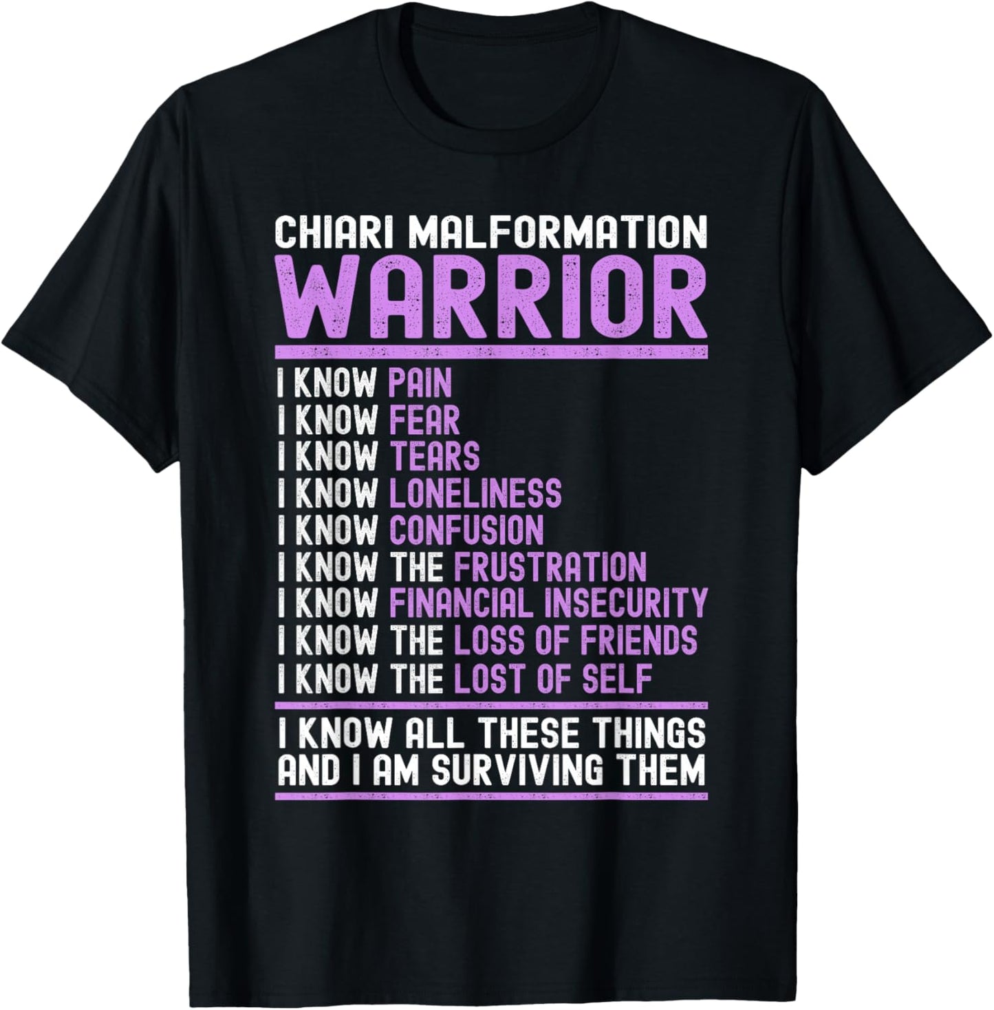 Chiari Malformation Awareness - Brain Purple Ribbon - Chiari T-Shirt - T-Shirt | Black