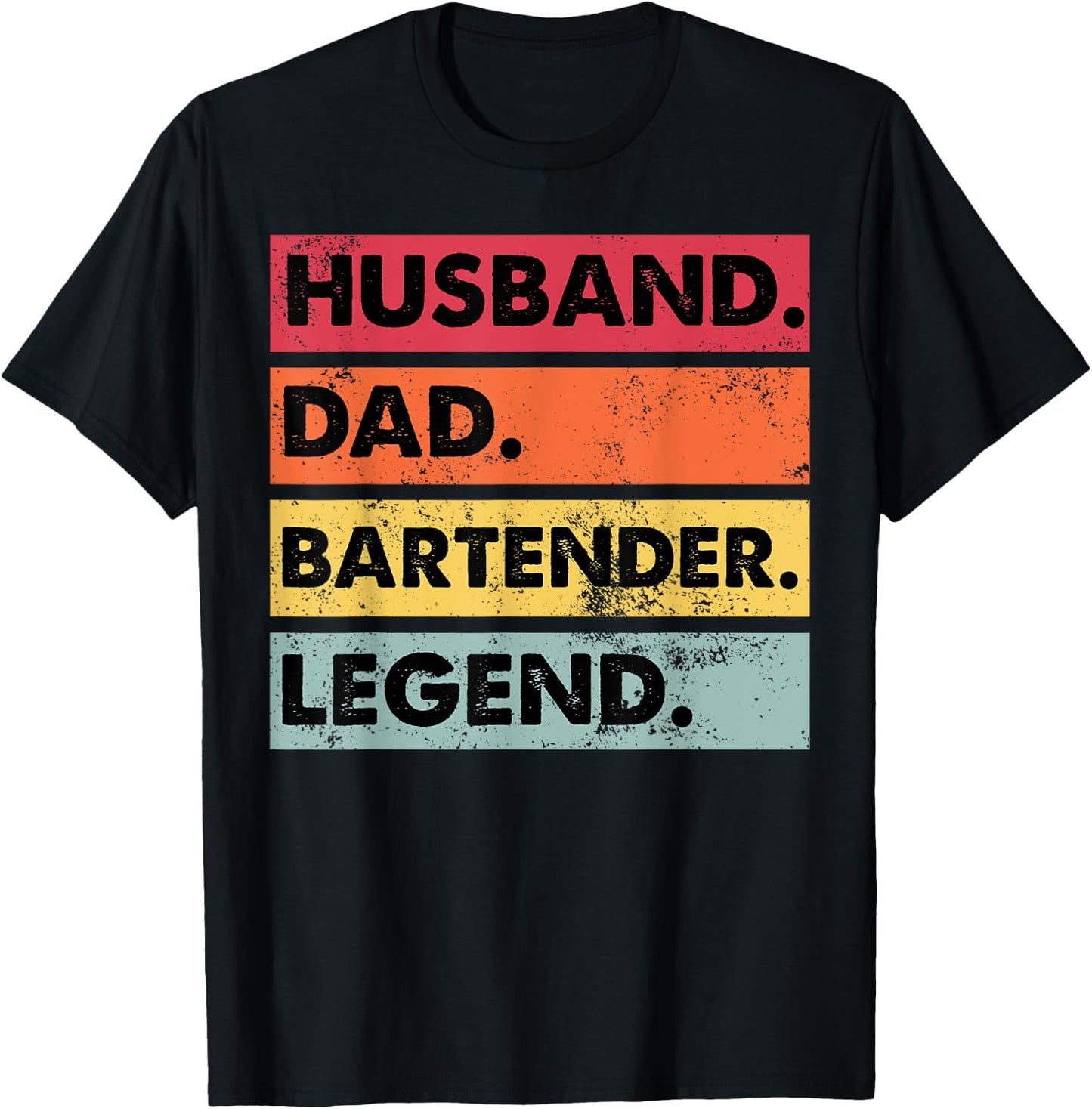 Retro Husband Dad Bartender Legend Funny Bartending T-Shirt - T-Shirt | Black