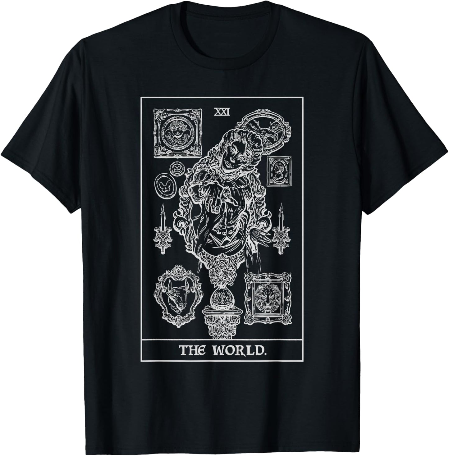 The World Tarot Card Victorian Ghost Gothic Spooky Horror T-Shirt - T-Shirt | Black