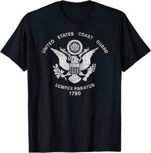 Us United States Coast Guard Uscg Eagle Flag T-Shirt - T-Shirt | Black