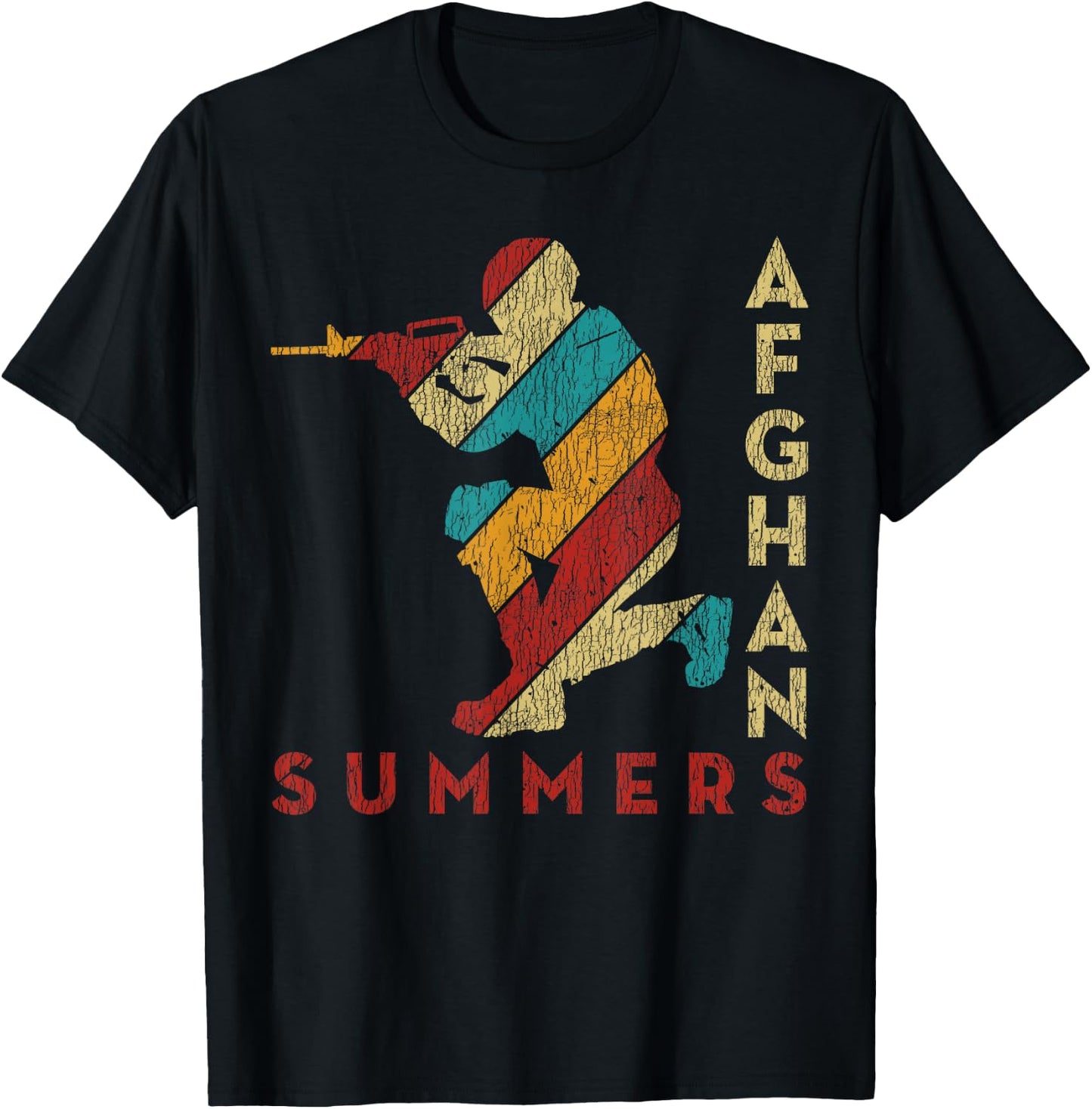 Vintage Soldier Afghan Summers Support Army Military Veteran T-Shirt - T-Shirt | Black