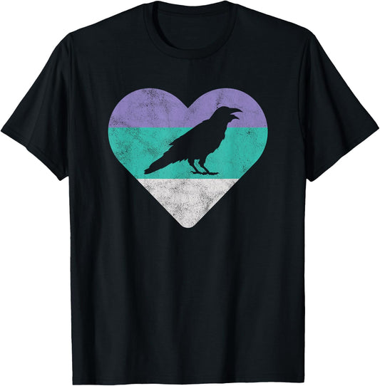 Raven Retro Bird Gift or Girls T-Shirt - T-Shirt | Black