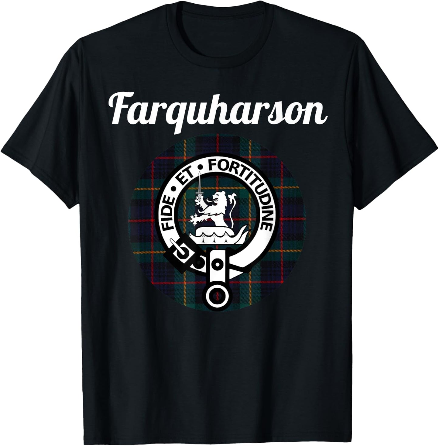 Farquharson Clan Scottish Name Coat Of Arms Tartan T-Shirt - T-Shirt | Black