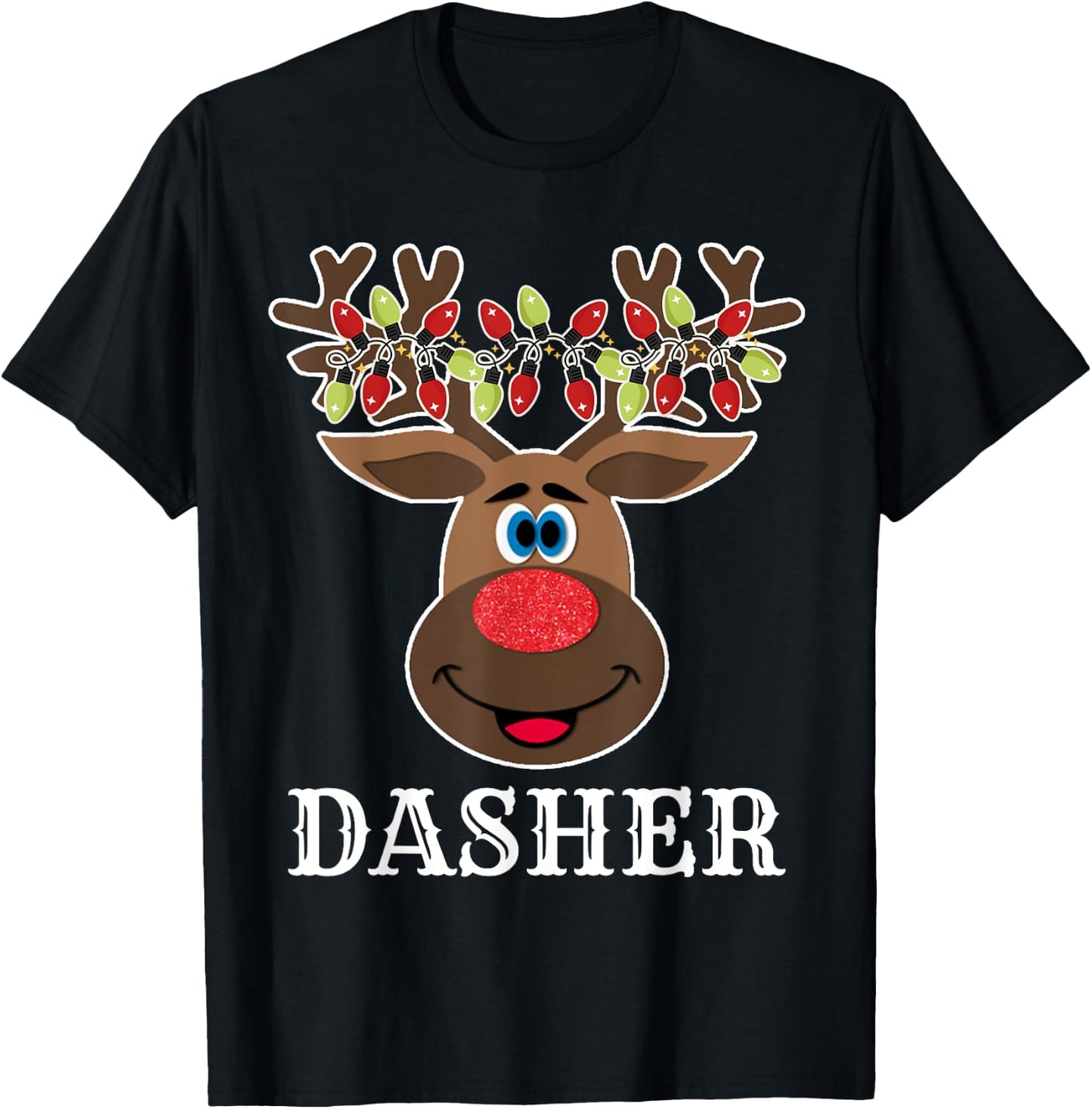 Santa Reindeer Dasher Xmas Group Costume T-Shirt - T-Shirt | Black