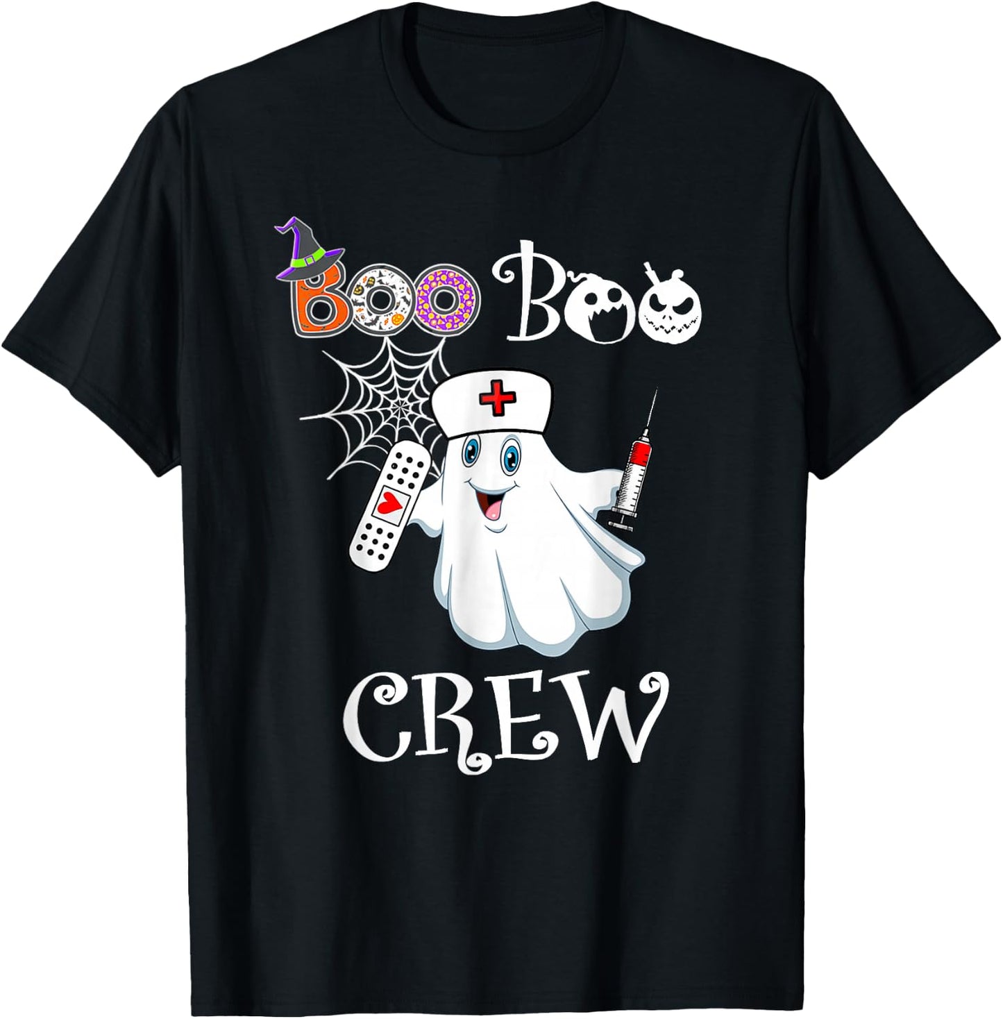 Boo Boo Crew Funny Ghost Paramedic EMT EMS Nurse Halloween T-Shirt - T-Shirt | Black